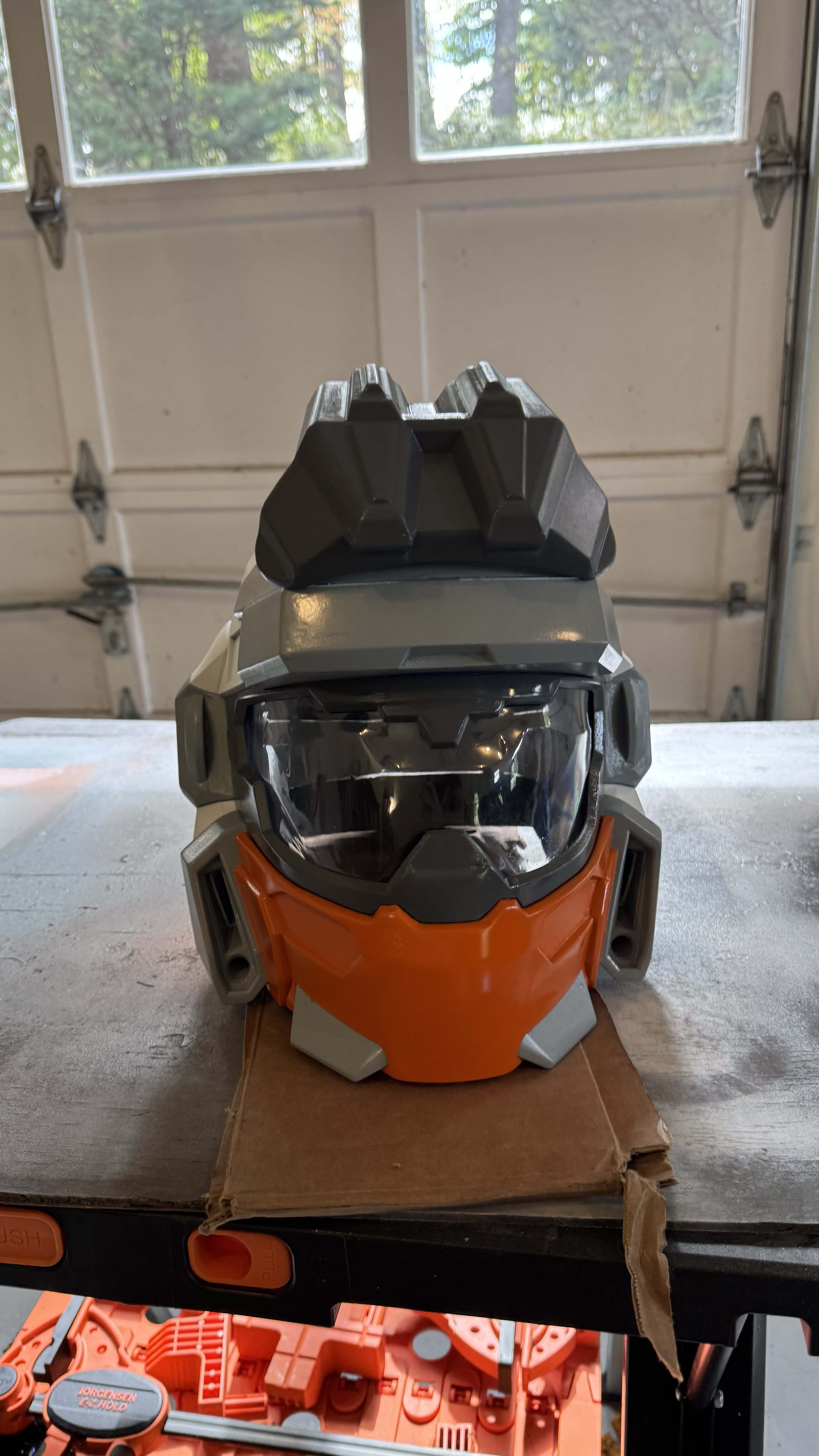 Grenadier helmet with the clear visor installed.
