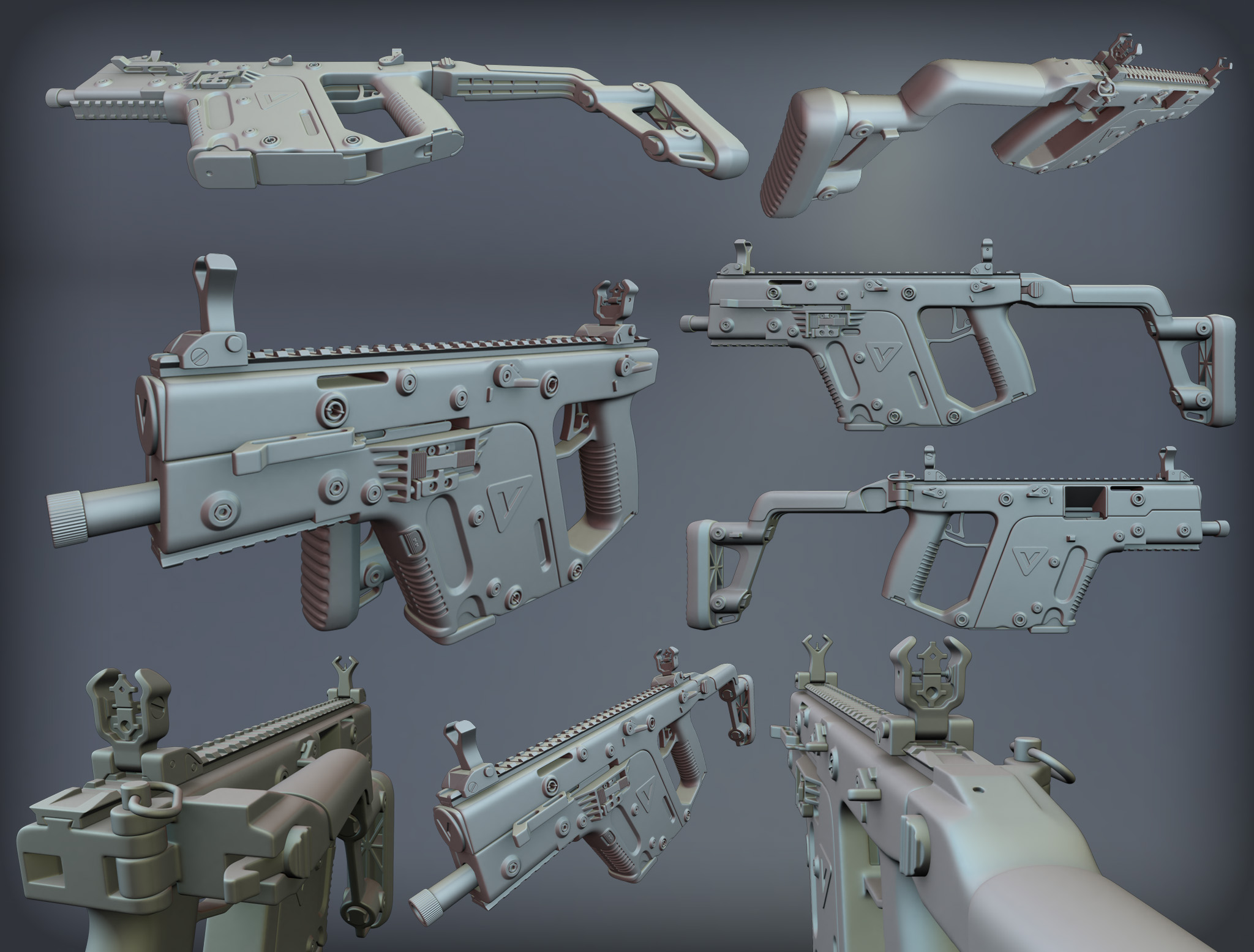 KRISS Vector high poly renders