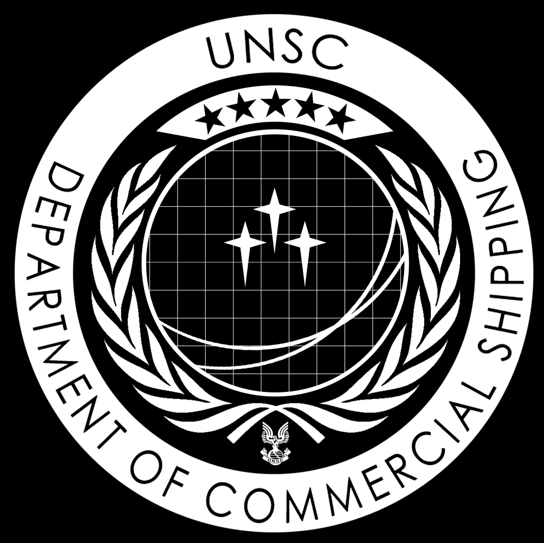 UNSC DeptComShip - UNSC Department of Commercial Shipping insignia. Transparent and vector versions available in black and white upon request.