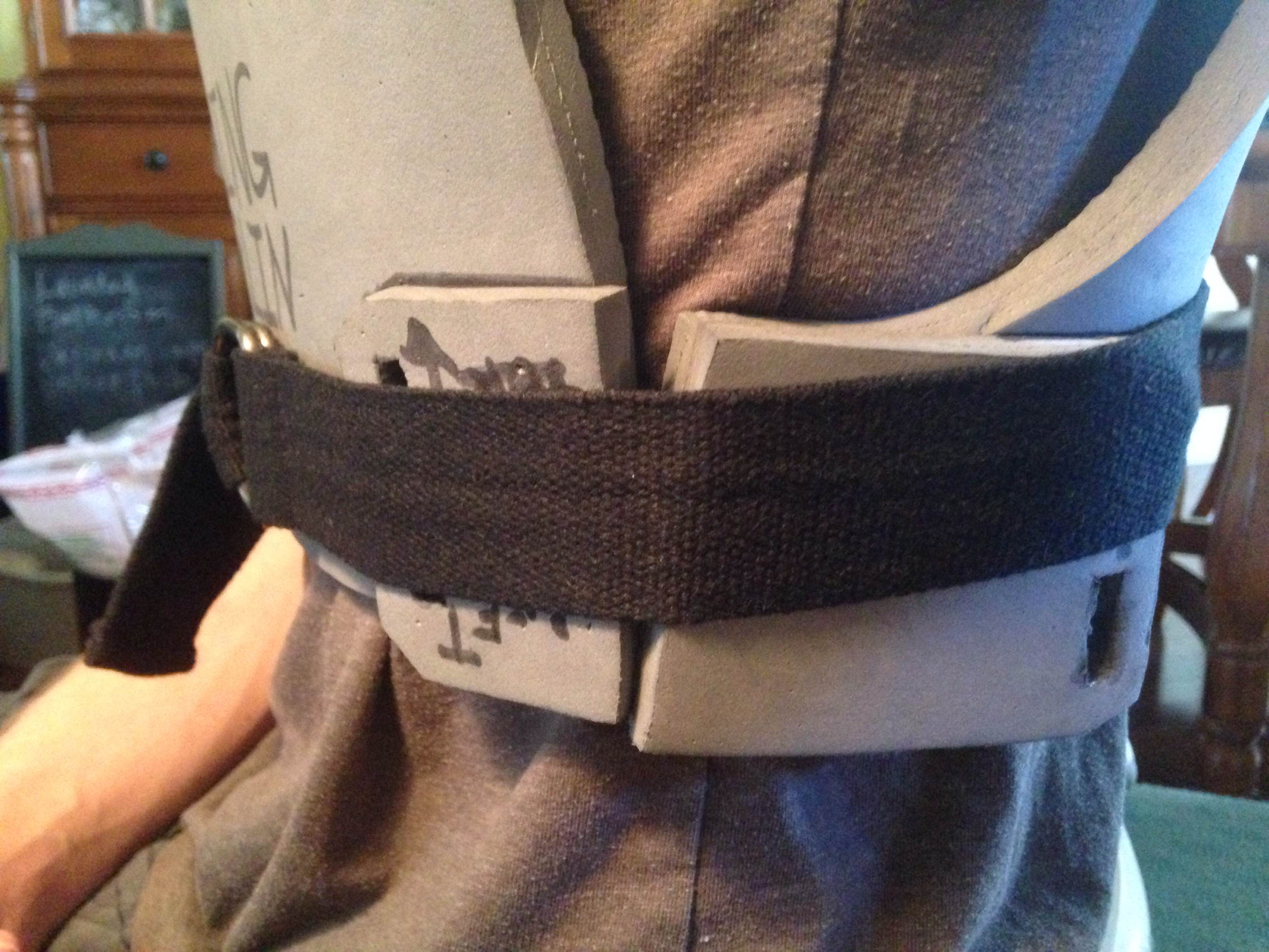 Vest sides. (Nonpermanent place holding using a belt.)